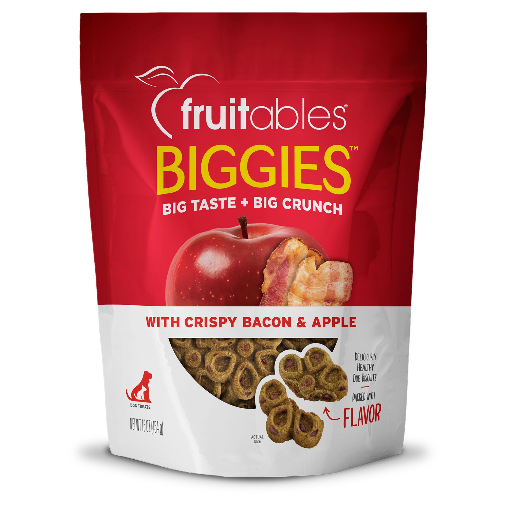 Fruitables Biggies Crunchy Dog Treats Bacon Apple