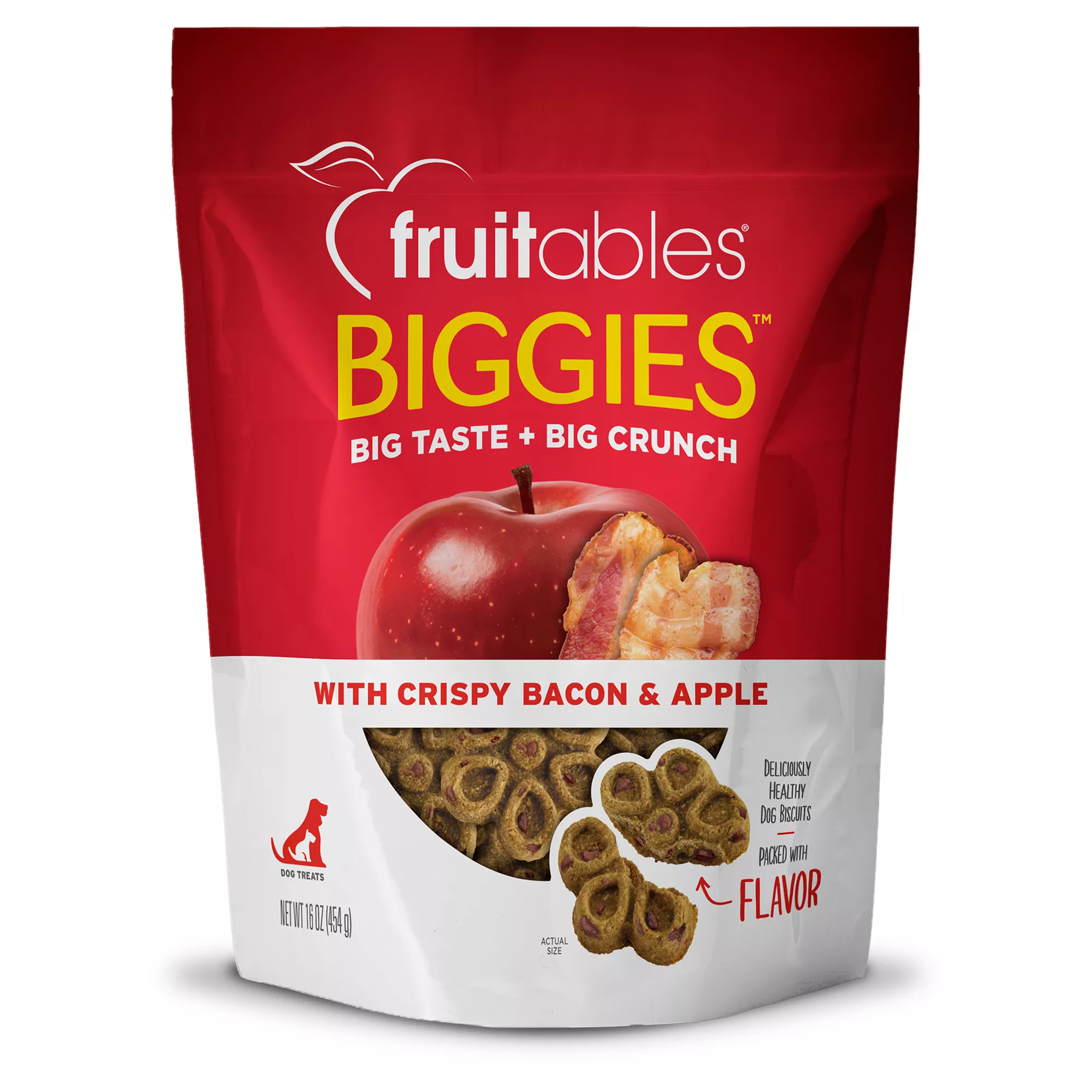 Fruitables Biggies Crunchy Dog Treats - Bacon & Apple