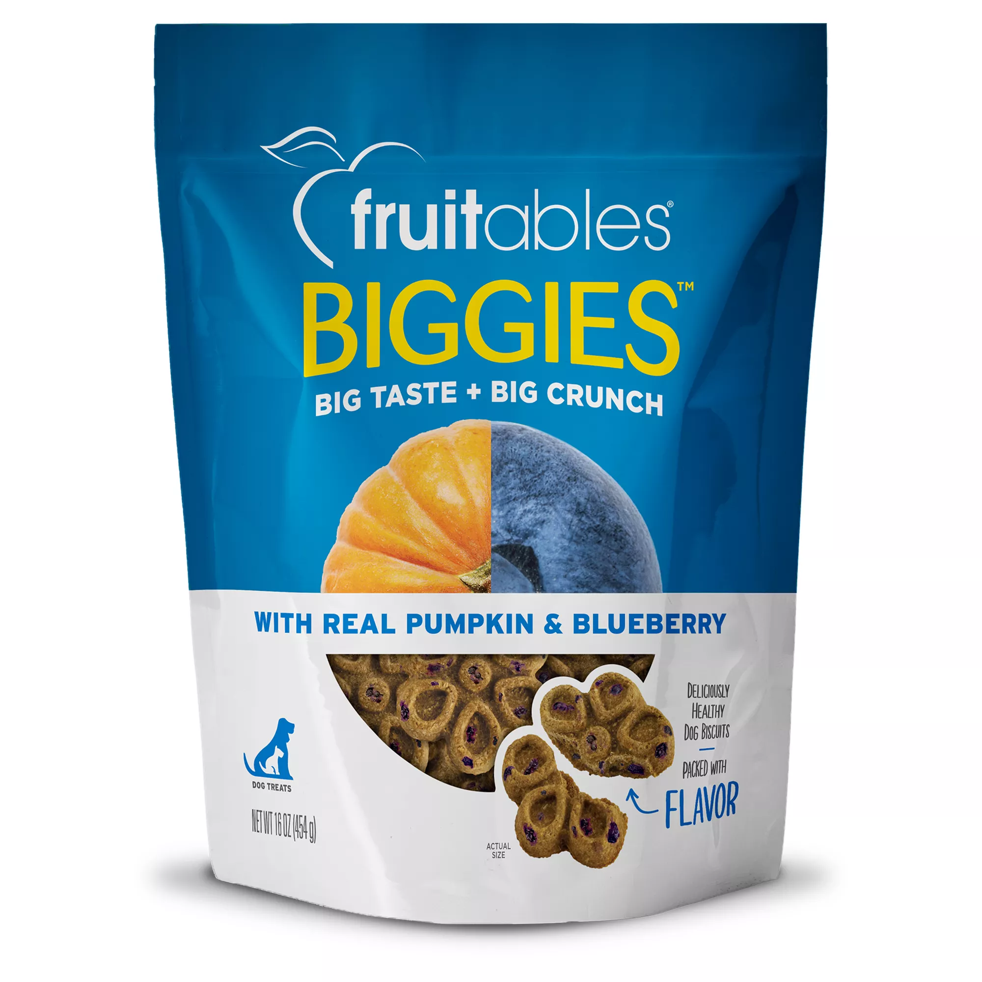 Fruitables Biggies Crunchy Dog Treats - Pumpkin & Blueberry