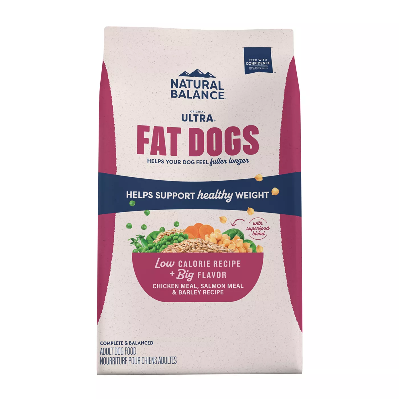 Natural Balance Ultra Fat Dogs Weight Control Dog Food for Adults Chicken Salmon Barley