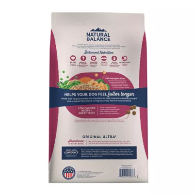 Natural Balance Ultra Fat Dogs Weight Control Dog Food for Adults Chicken Salmon Barley