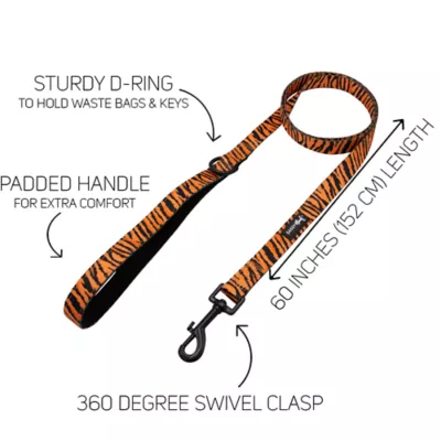 Product Sassy Woof Paw of the Tiger Dog Leash: 5-ft long