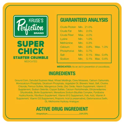 Product Kruse's Perfection Brand Chick Starter Medicated Crumble Feed, 40lb