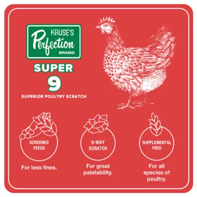 Product Kruse's Perfection Brand Super 9 Scratch Chicken Feed, 40lb