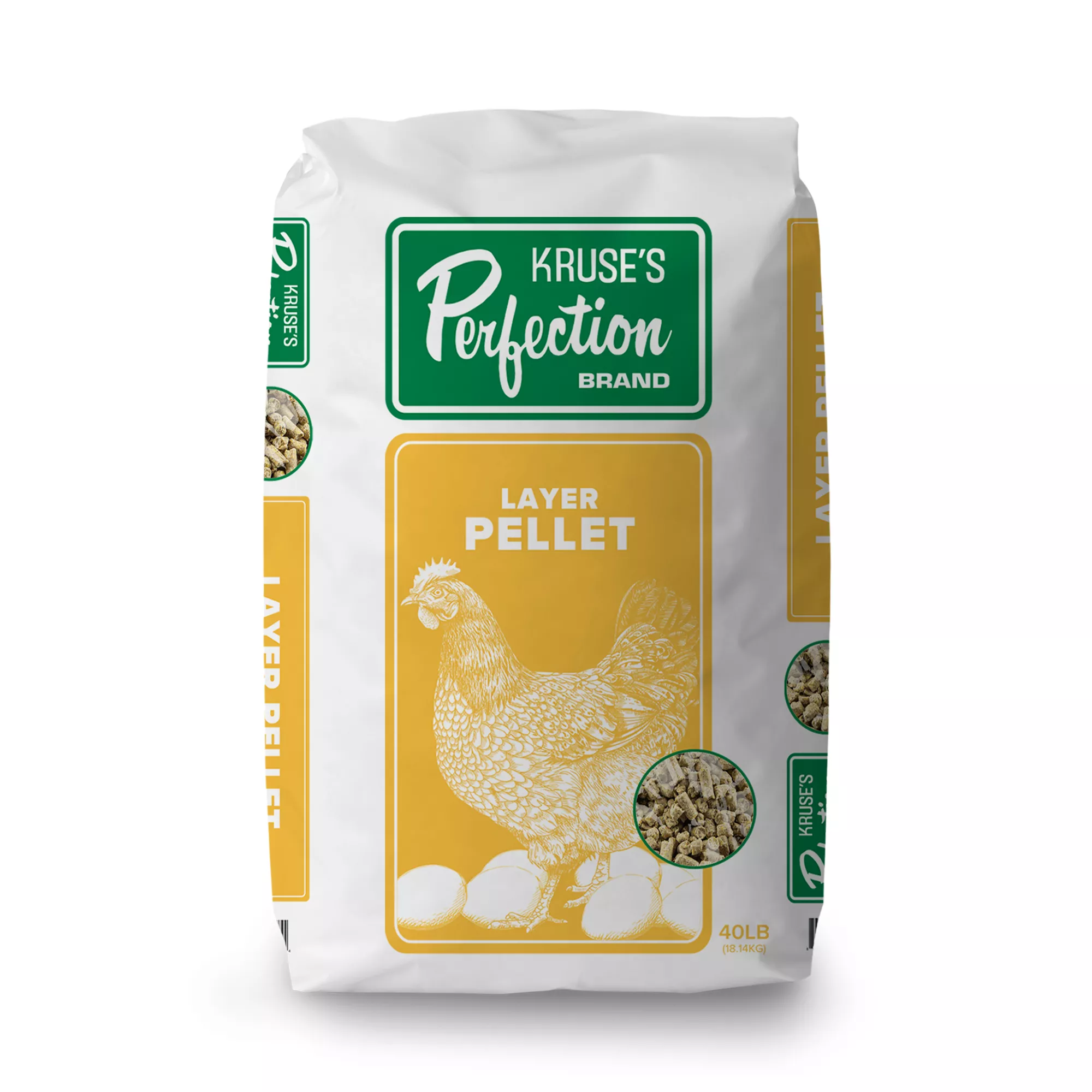 Kruse's Perfection Brand Poultry Layer Pellets Chicken Feed, 40lb