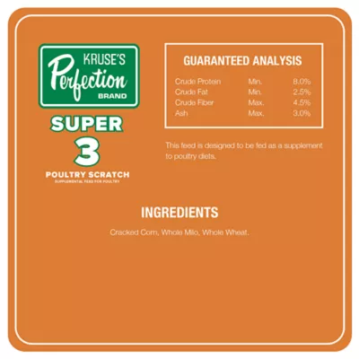 Product Kruse's Perfection Brand Super 3 Scratch Poultry & Chicken Feed, 40lb