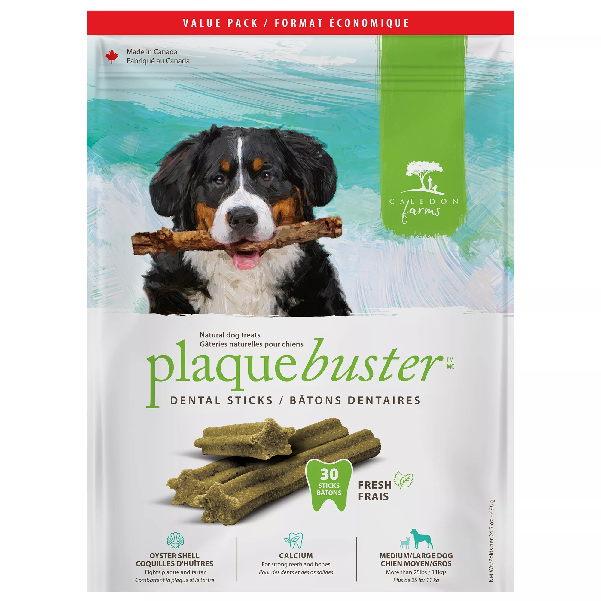 Caledon Farms Natural Plaque Busters Dental Dog Treats - Sweet Potato