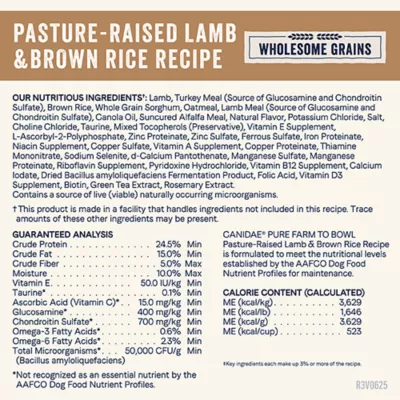 Product Canidae Pure Farm To Bowl Dog Food - Pasture-Raised Lamb & Brown Rice Recipe, 22 lbs.