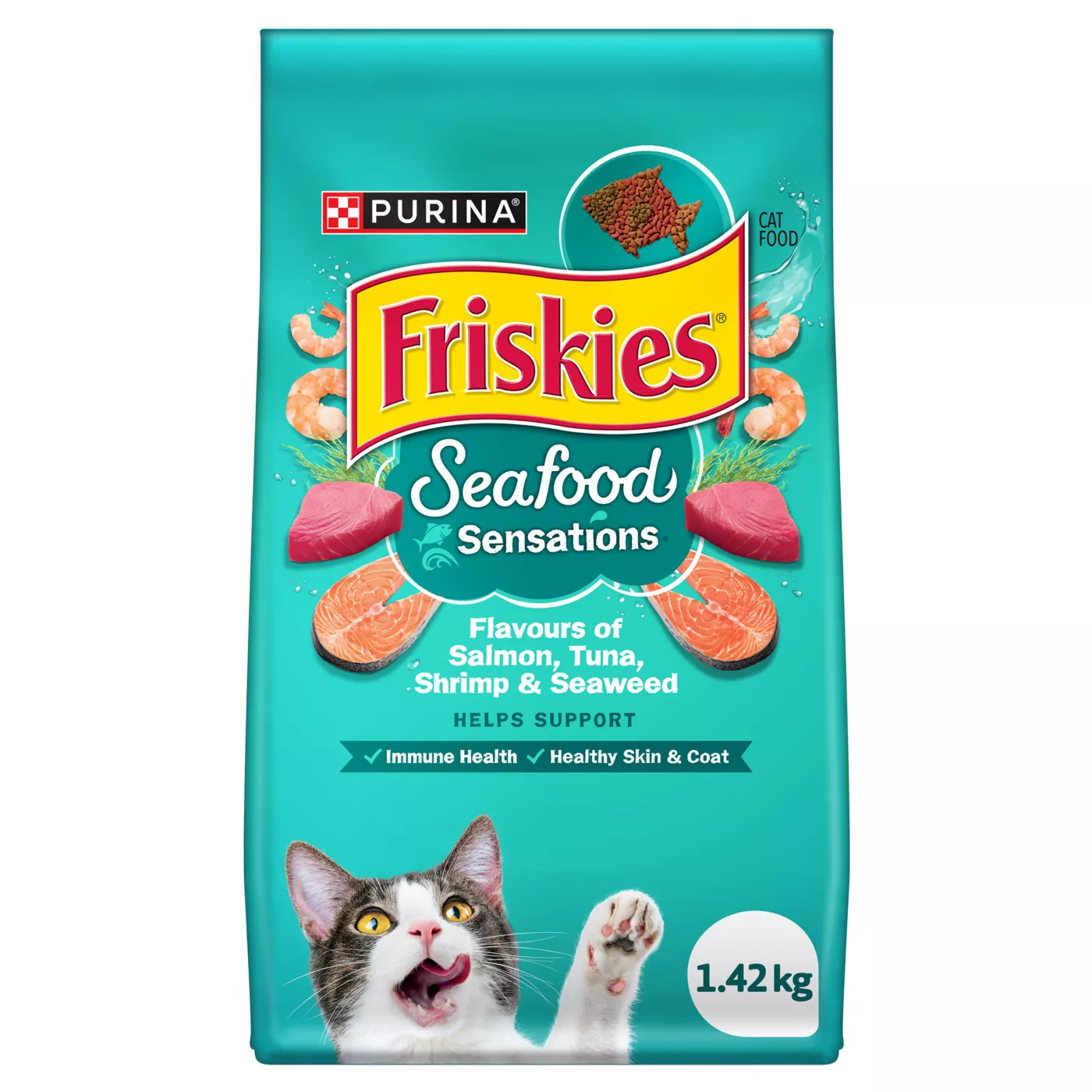 Purina Friskies Seafood Sensations Dry Cat Food Salmon Tuna Shrimp