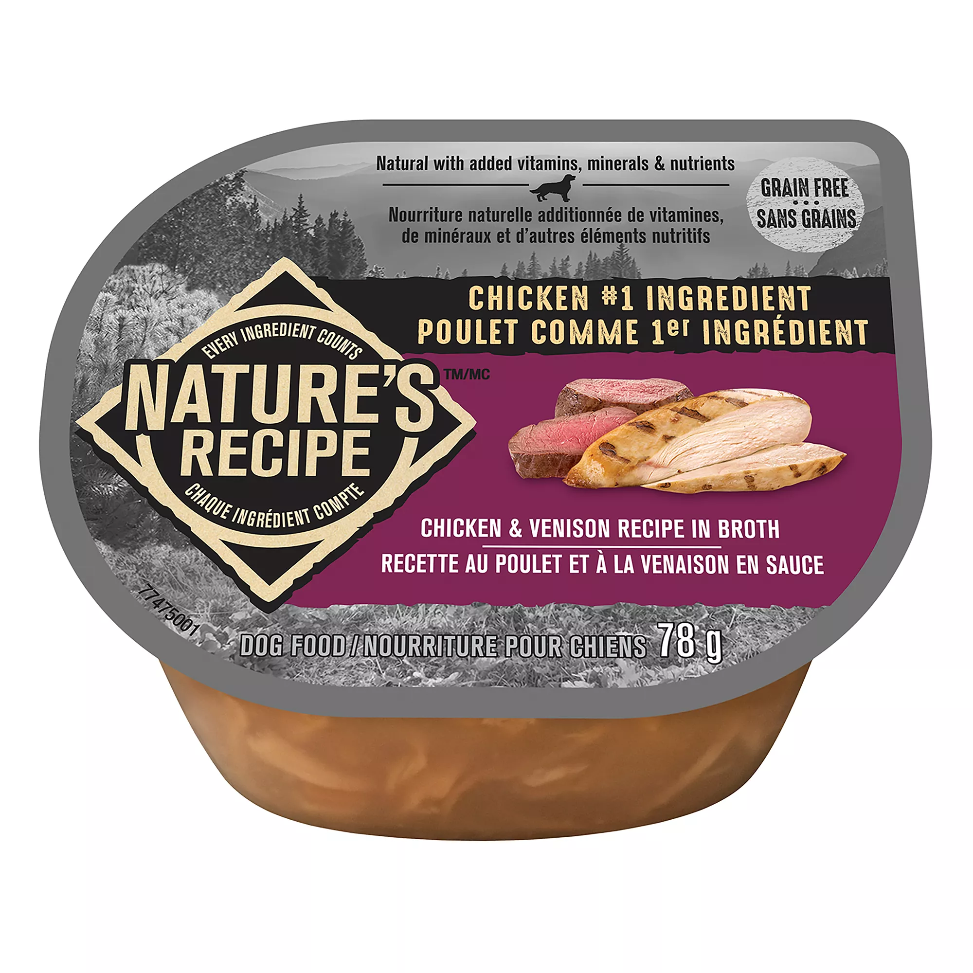 Nature's Recipe Grain Free Wet Dog Food - Chicken and Venison in Broth