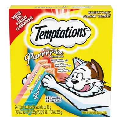 Product Temptations Creamy Puree Adult Cat Treats - Chicken, Salmon, and Tuna Flavour