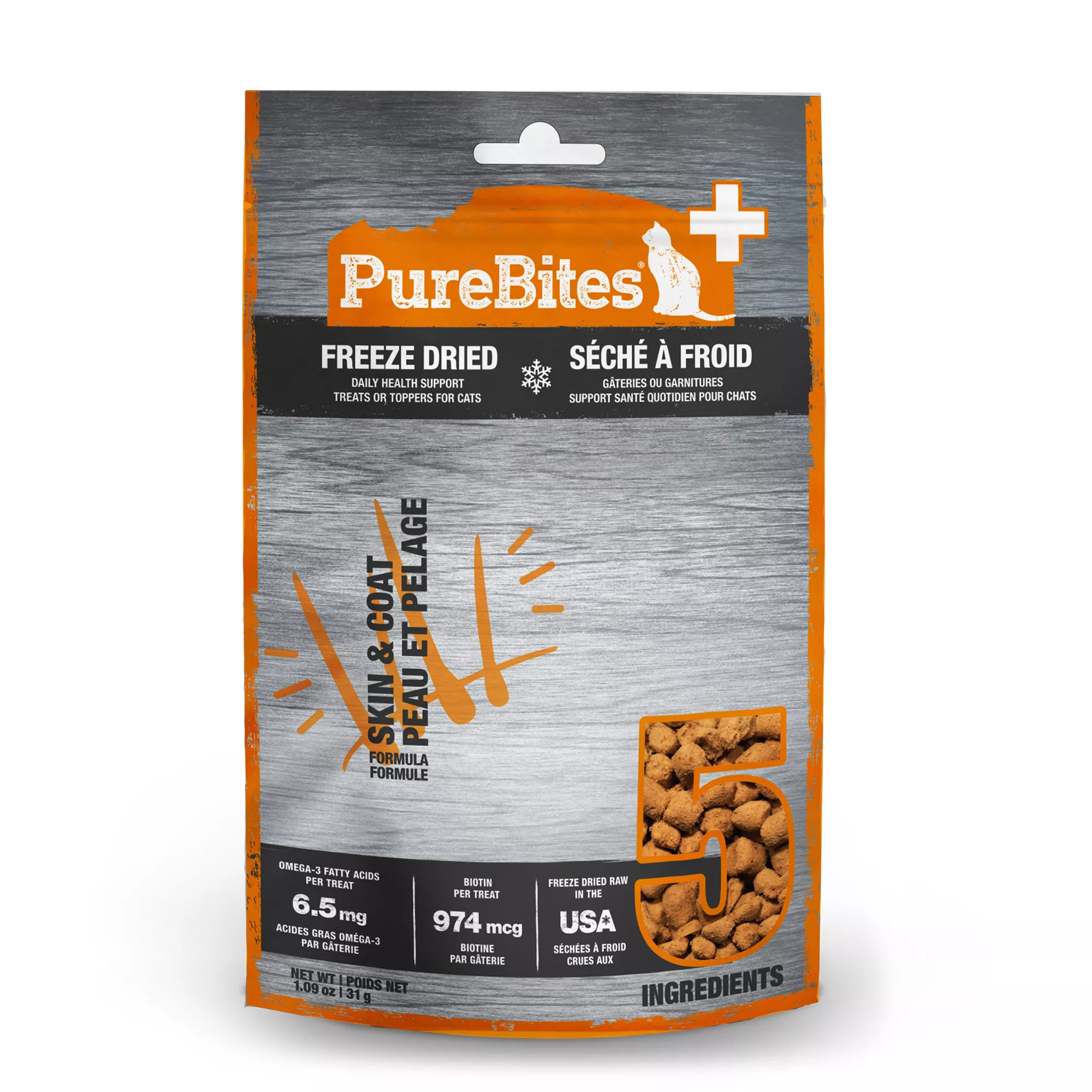 PureBites+ RAW Freeze Dried Skin & Coat Cat Treats - Chicken