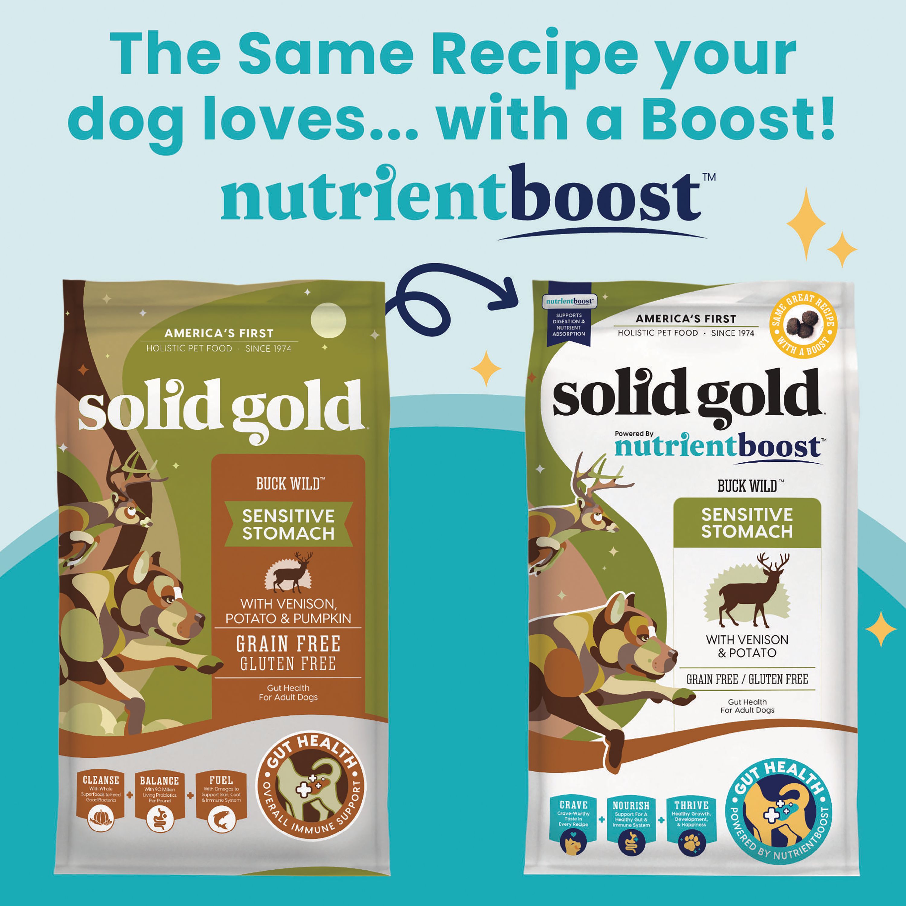 Solid Gold Nutrient Boost Buck Wild Adult Dog Food - Sensitive