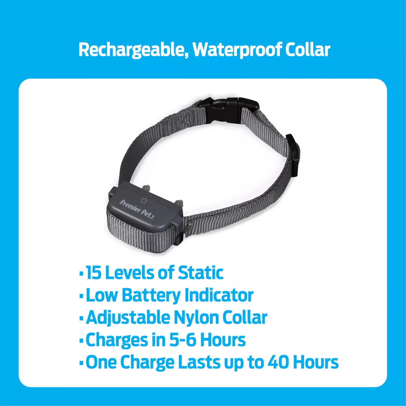 Premier Pet Rechargeable Bark Collar Rechargeable Adjustable Waterproof