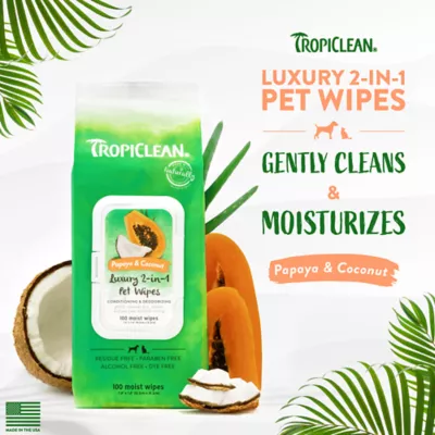 Product TropiClean® Papaya & Coconut Luxury 2-in-1 Pet Wipes