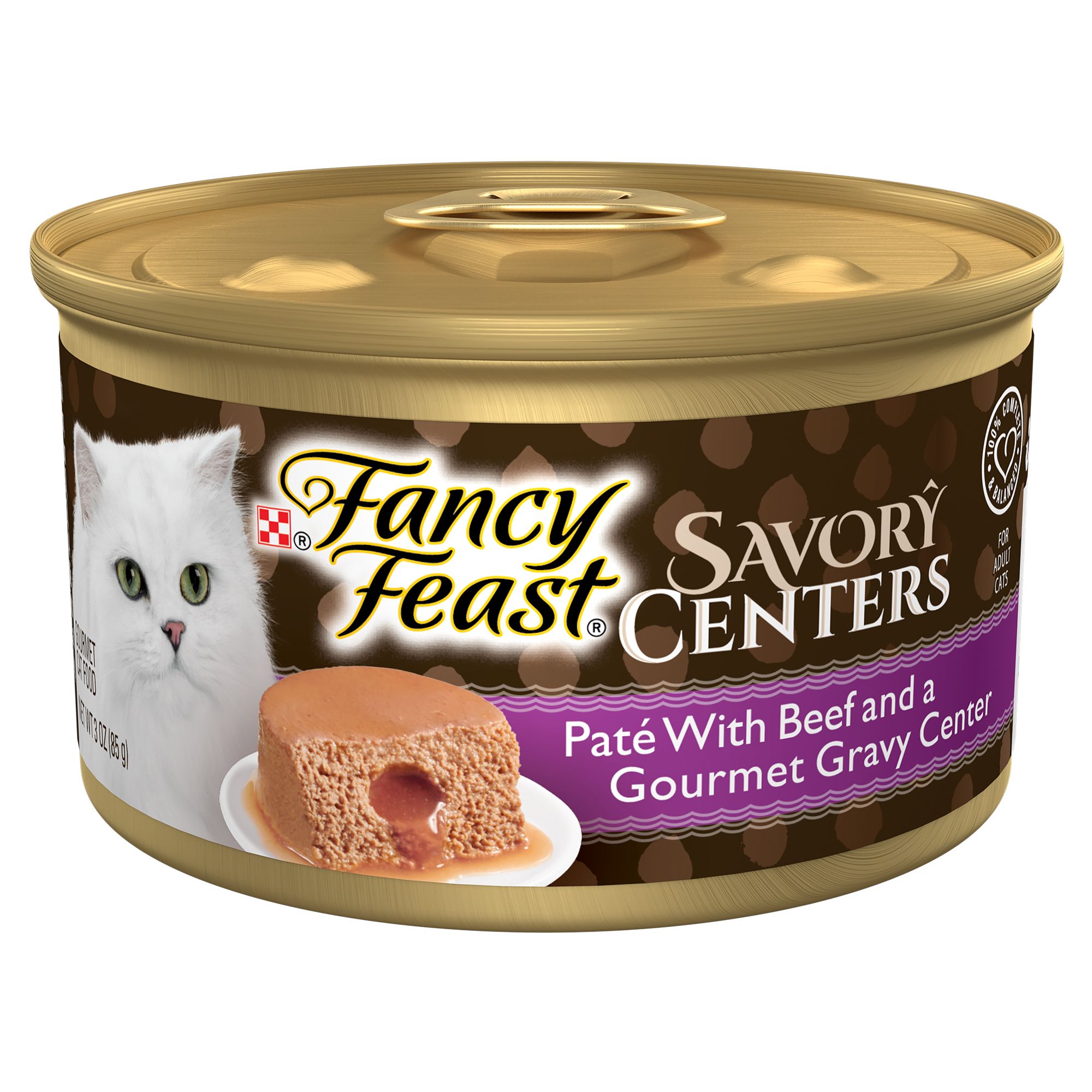 Fancy Feast Pate Wet Cat Food Savory Centers Pate with Beef A Gourmet Gravy Center 3 oz