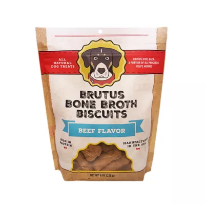 Product Brutus Bone Broth All Life Stage Crunchy Biscuit Dog Treats - 8 Oz., Beef