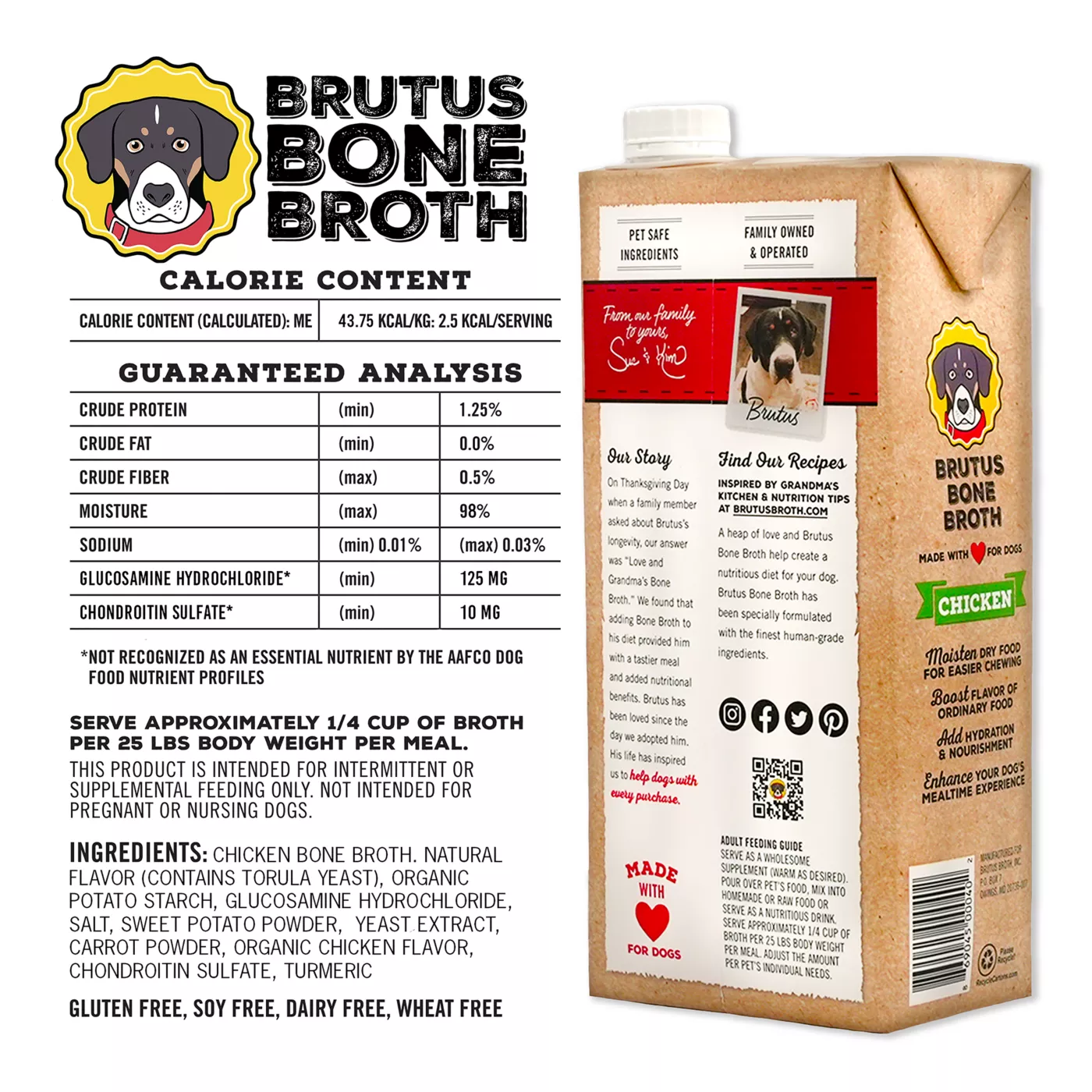 Brutus Bone Broth All Life Stage Dog Food Topper 32 Oz. Chicken