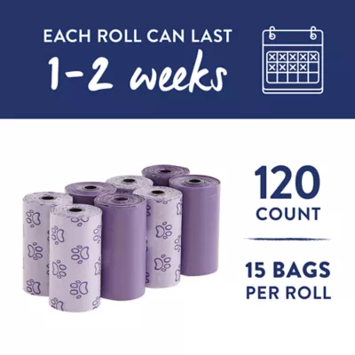 Top Paw® Dog Poop Bags - Extra Thick, Eucalyptus Scent, Purple - Paws & Solids - 60-240 Count - Image 3
