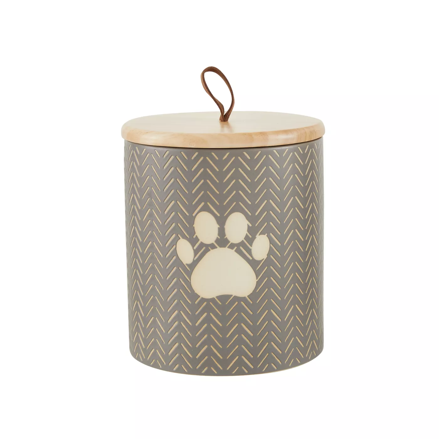 Product Top Paw® Grey Etched Ceramic Treat Jar