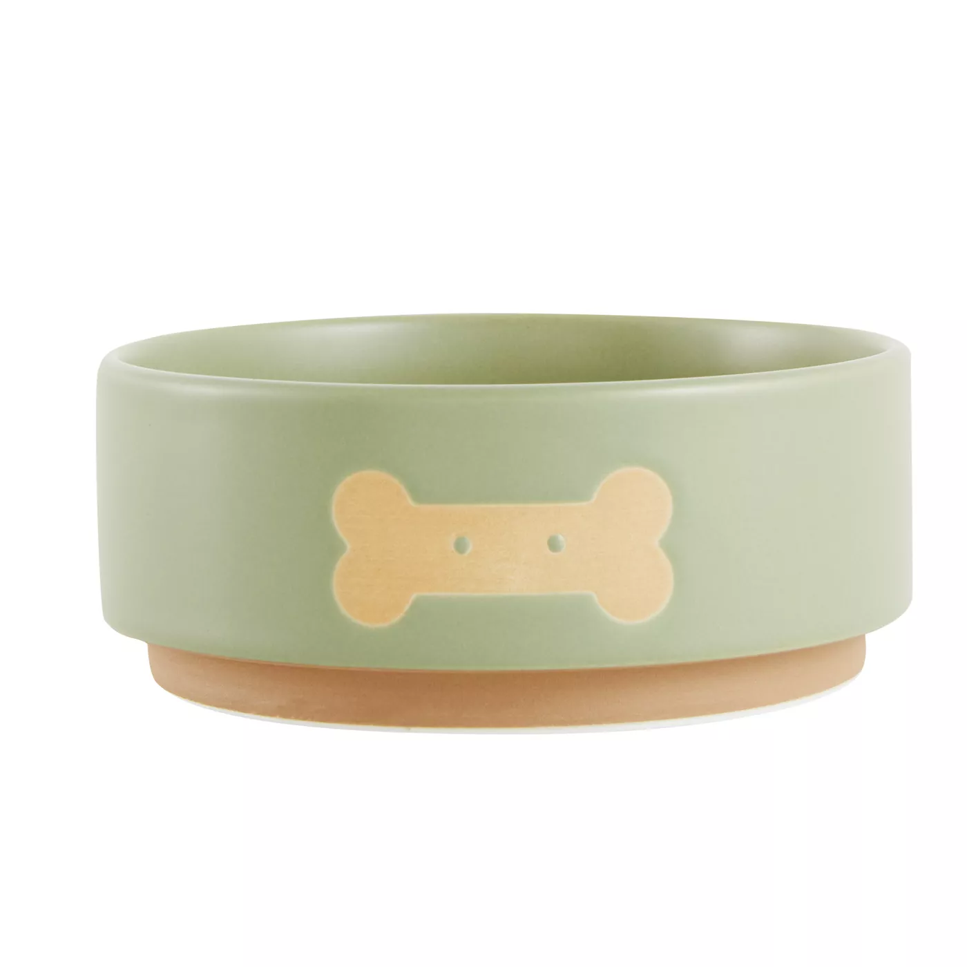 Top Paw Olive Bone Ceramic Dog Bowl