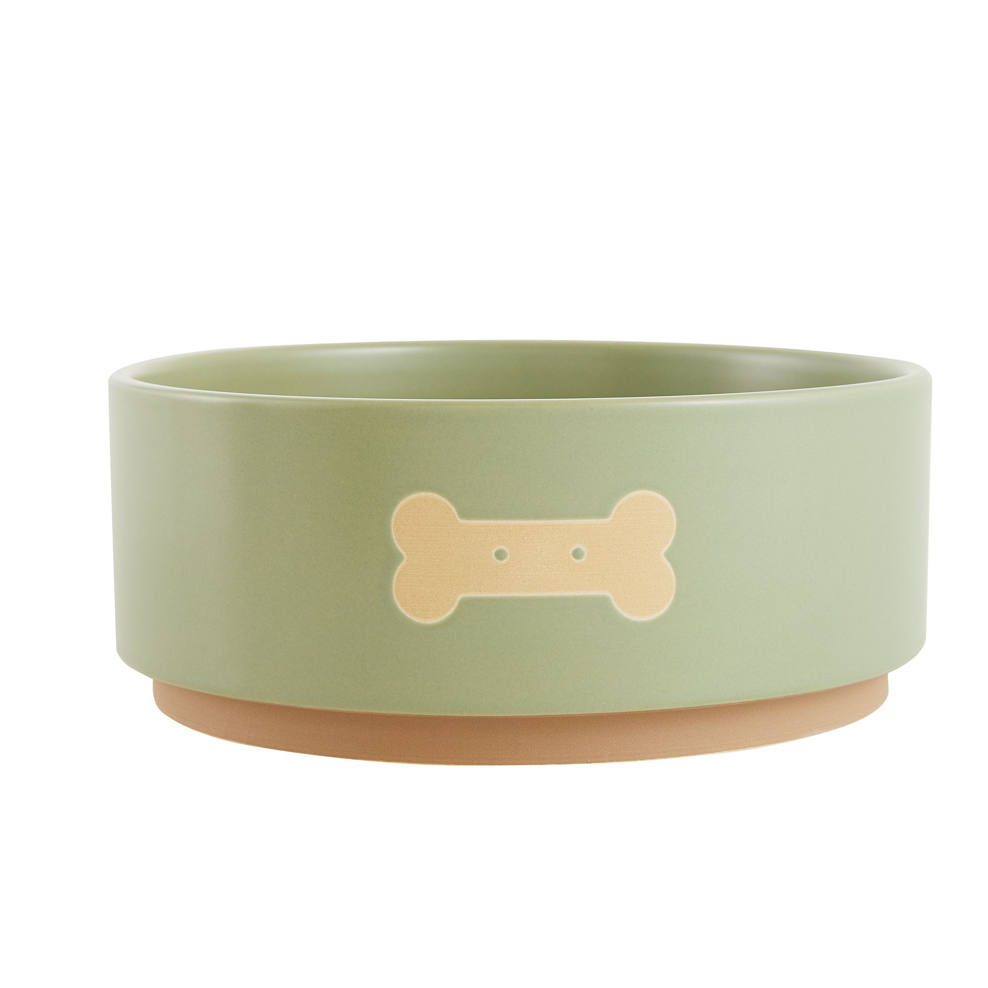 PetSmart Top Paw Olive Bone Ceramic Dog Bowl