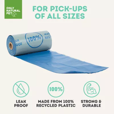 Only Natural Pet® Dog Poop Bags - Recycled, Extra Thick, Leak Proof, Blue - 60-240 Count - Image 2