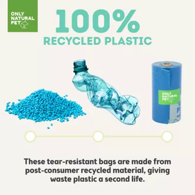 Only Natural Pet® Dog Poop Bags - Recycled, Extra Thick, Leak Proof, Blue - 60-240 Count - Image 3