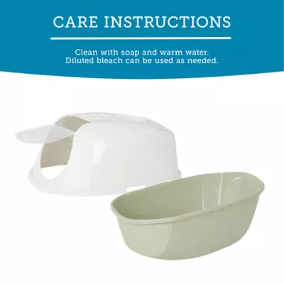 ExquisiCat® Flip Top Hooded Cat Litter Box with Door, Sage/White - Image 5