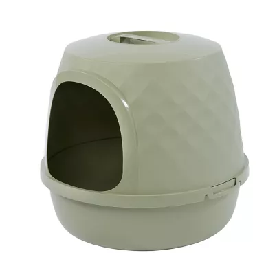 ExquisiCat Diamond Dome Wide Entry Hooded Litter Box with Door