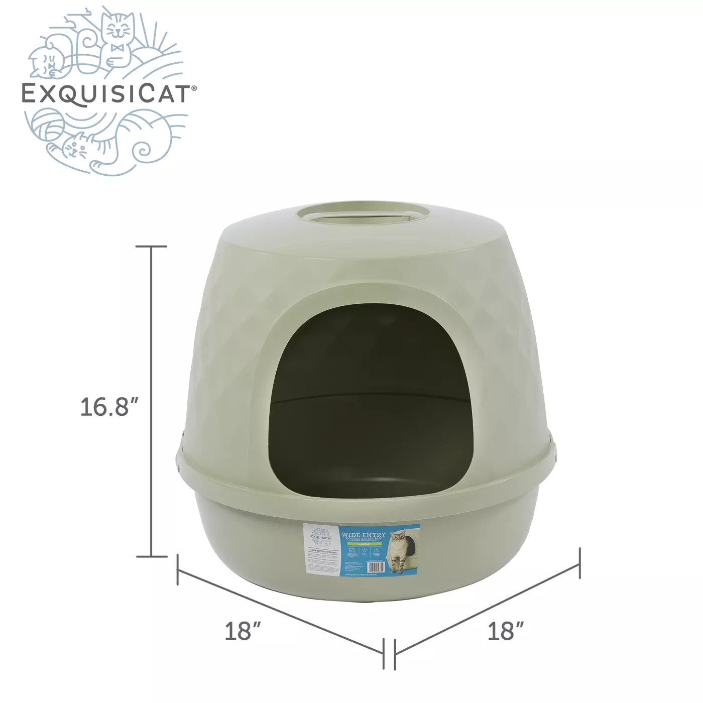 ExquisiCat Diamond Dome Wide Entry Hooded Litter Box with Door