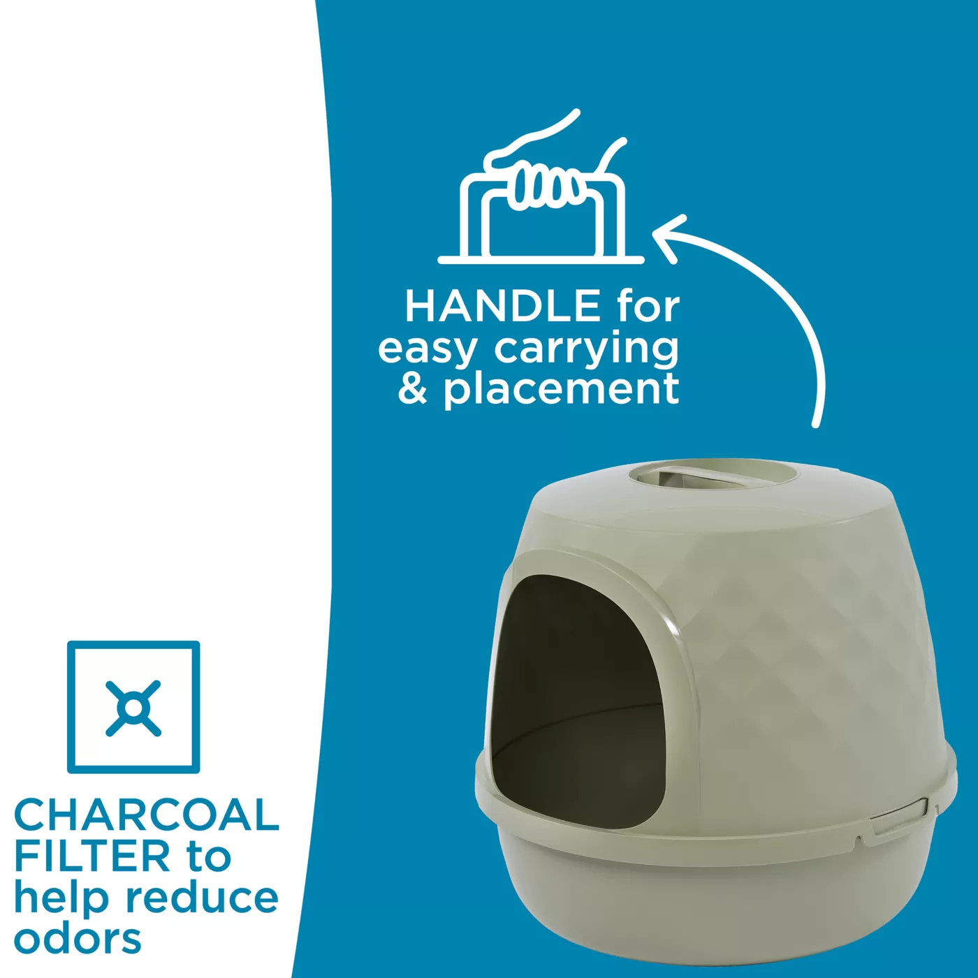 ExquisiCat Diamond Dome Wide Entry Hooded Litter Box with Door