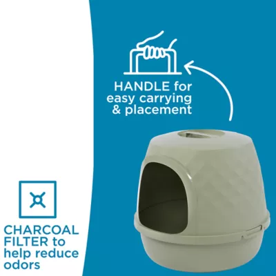 ExquisiCat Diamond Dome Wide Entry Hooded Litter Box with Door