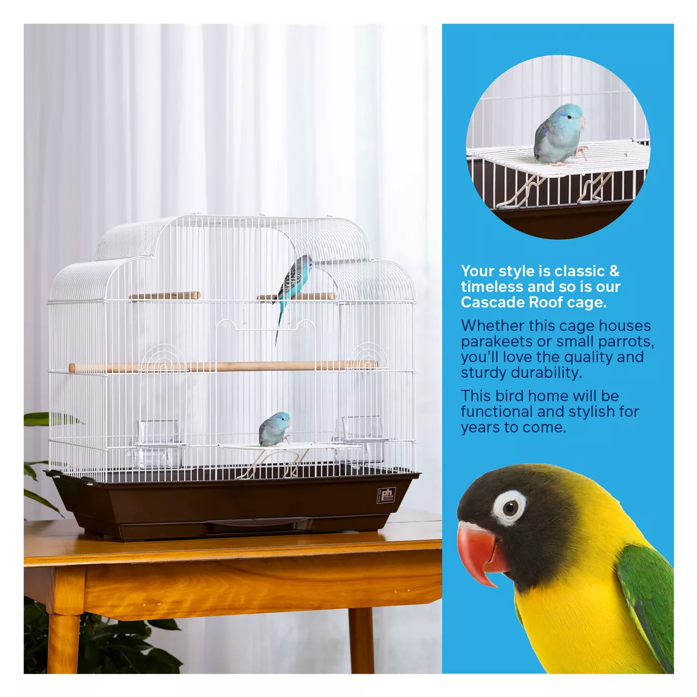 Image showcasing Prevue Pet Products Cascade Roof Pet Bird Cage