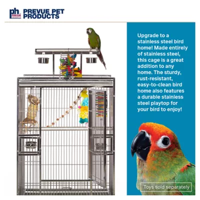 Product Prevue Pet Products Medium Stainless Steel Playtop Bird Cage