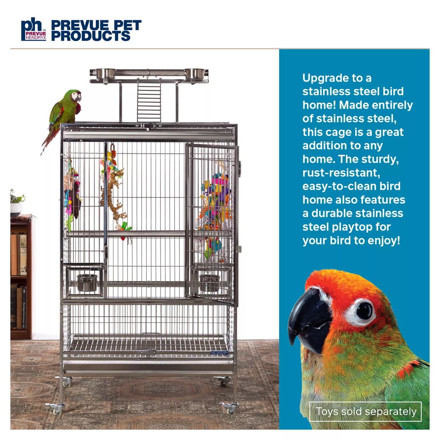 Prevue Pet Products Large Stainless Steel Playtop Bird Cage