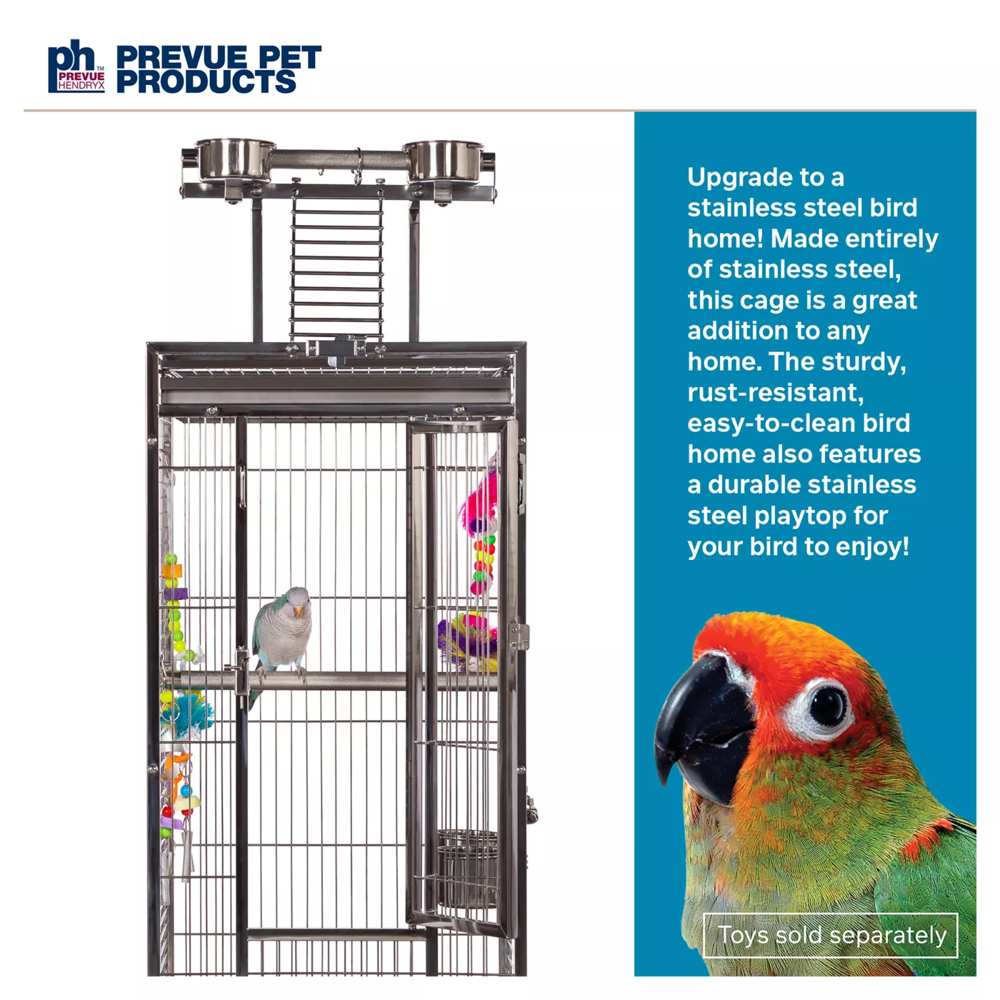 Product Prevue Pet Products Small Stainless Steel Playtop Bird Cage