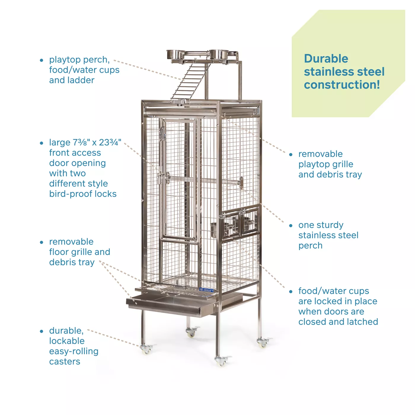 Product Prevue Pet Products Small Stainless Steel Playtop Bird Cage