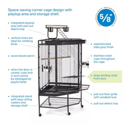 Product Prevue Pet Products Corner Bird Cage with Playtop