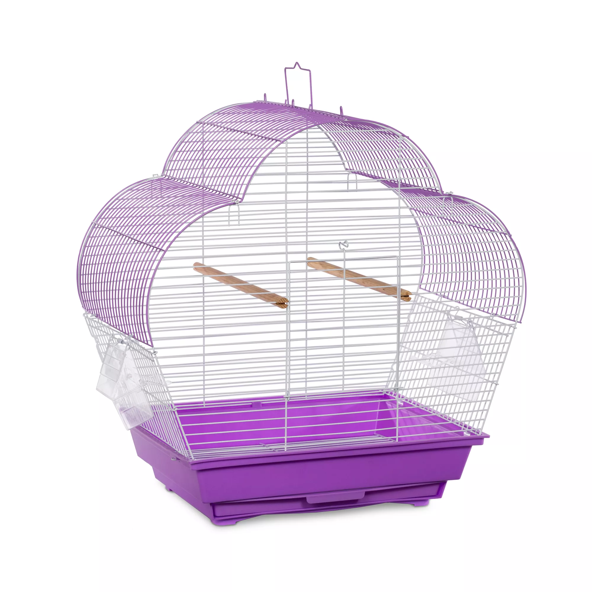 Prevue Pet Products Palm Beach Scallop Roof Budgie Cage Purple & White