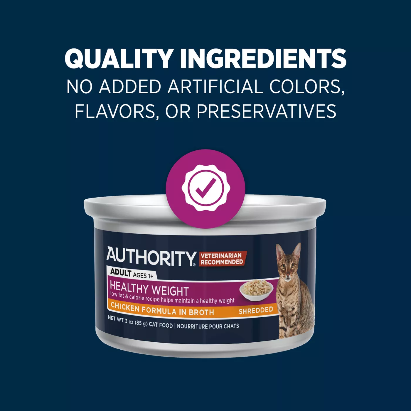 Authority Healthy Weight Adult Cat Wet Food Shredded 3 Oz