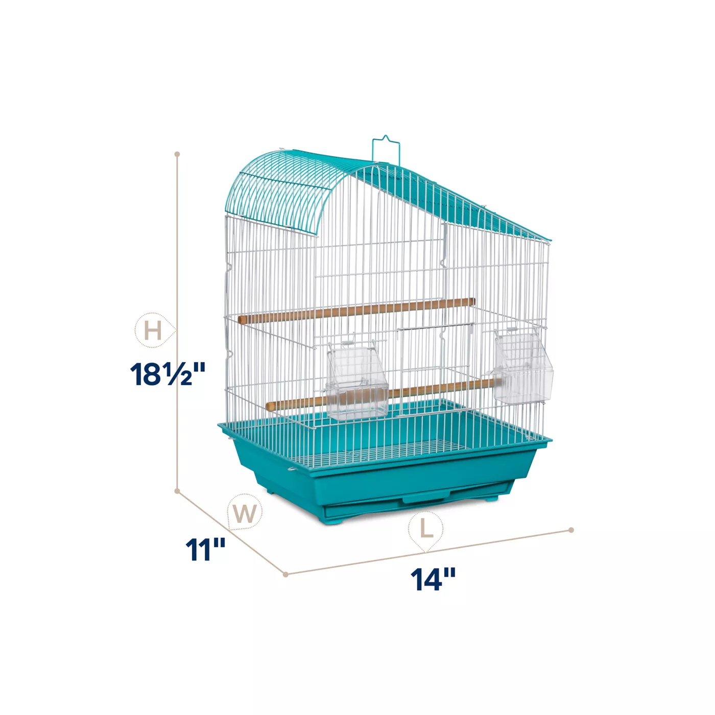 Prevue Pet Products Palm Beach Teardrop Roof Budgie Cage Aqua White