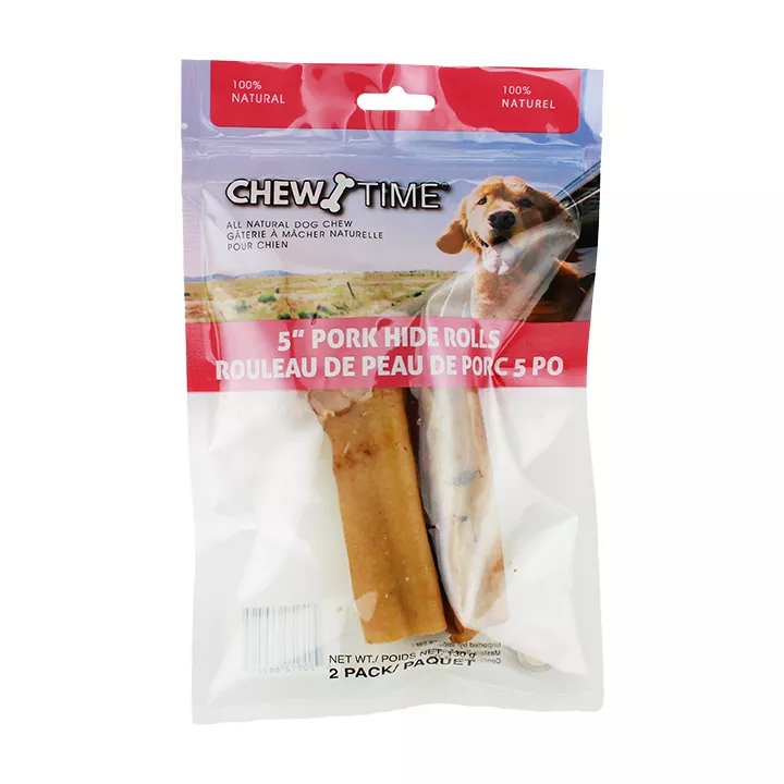 Chew Time 5' Rolls Dog Treat - Pork Hide