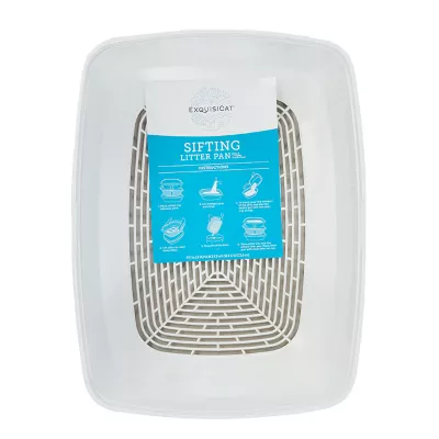 Product ExquisiCat White & Tan Sifting Litter Box