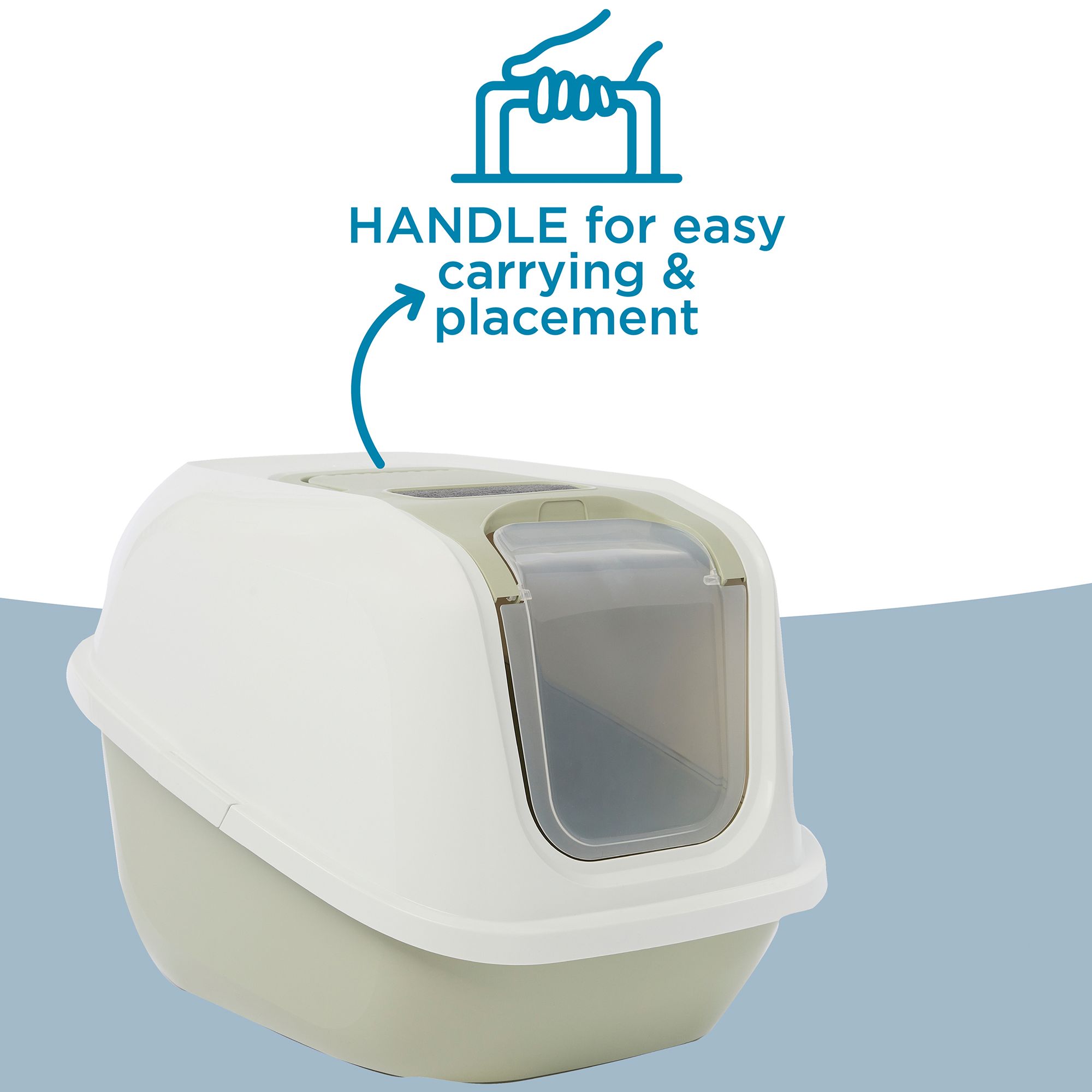 ExquisiCat® Flip Top Hooded Cat Litter Box with Door, Sage/White