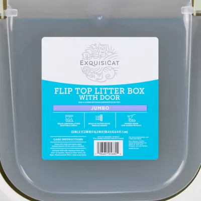 ExquisiCat® Flip Top Hooded Cat Litter Box with Door, Sage/White - Image 6