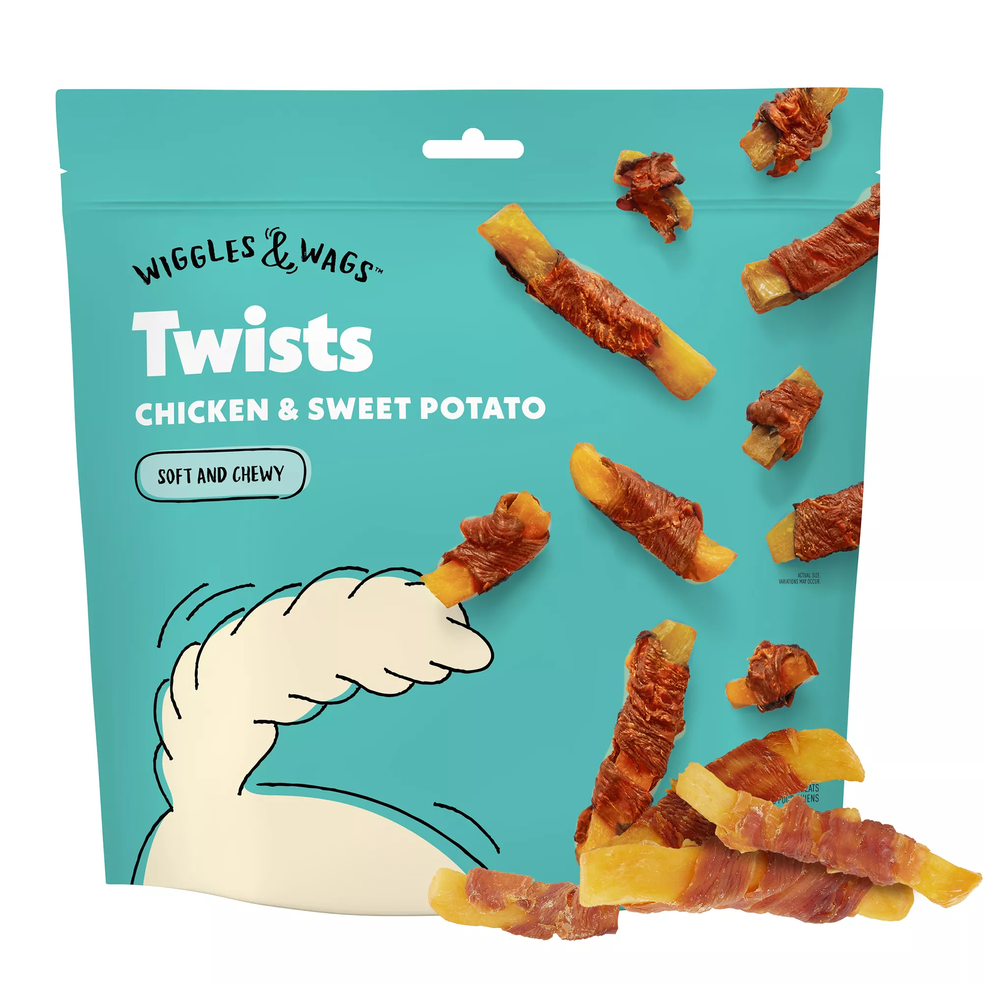 Wiggles & Wags Chicken & Sweet Potato Twists Dog Treats