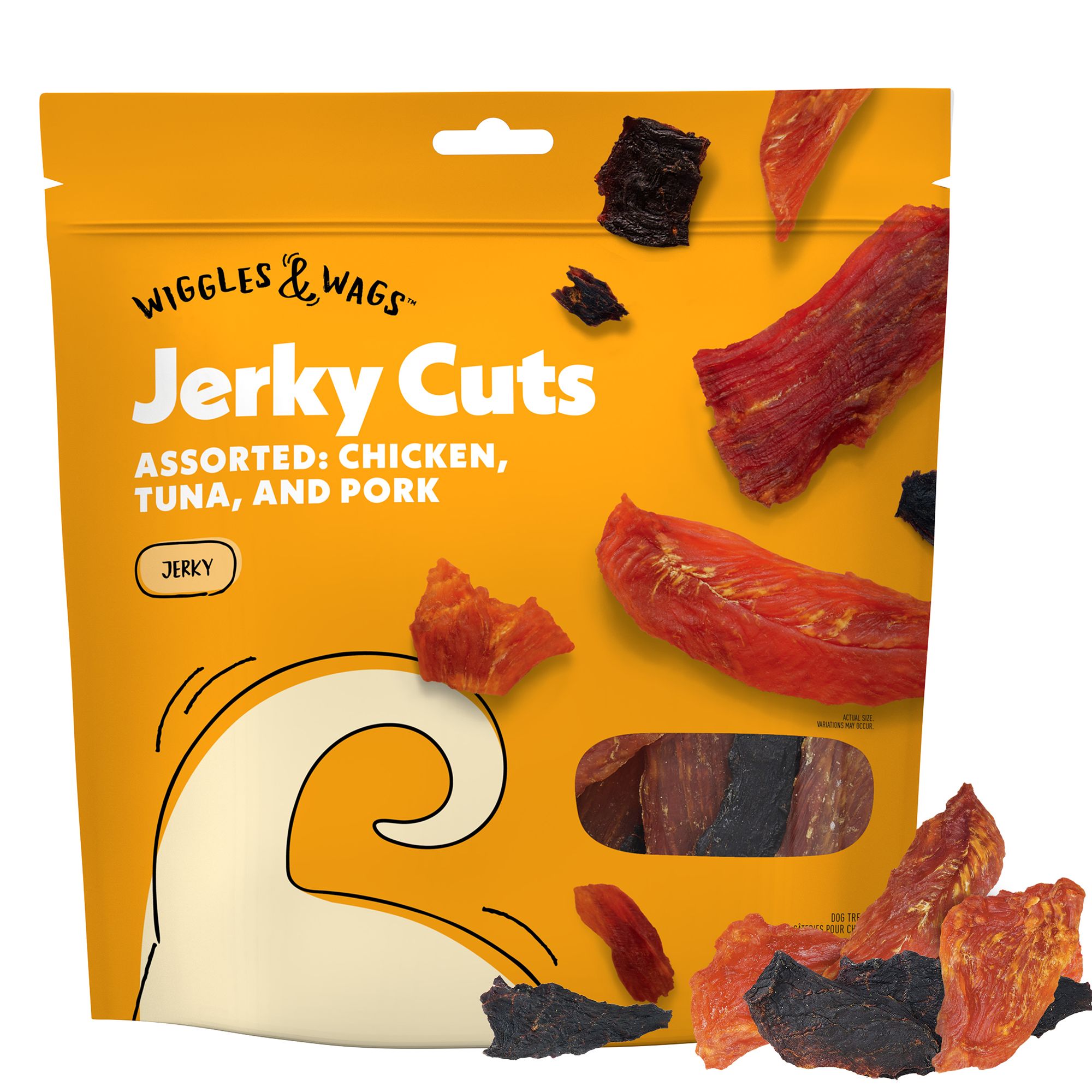 Wiggles & Wags Chicken, Tuna & Pork Jerky Cuts Dog Treats 16 OZ dog