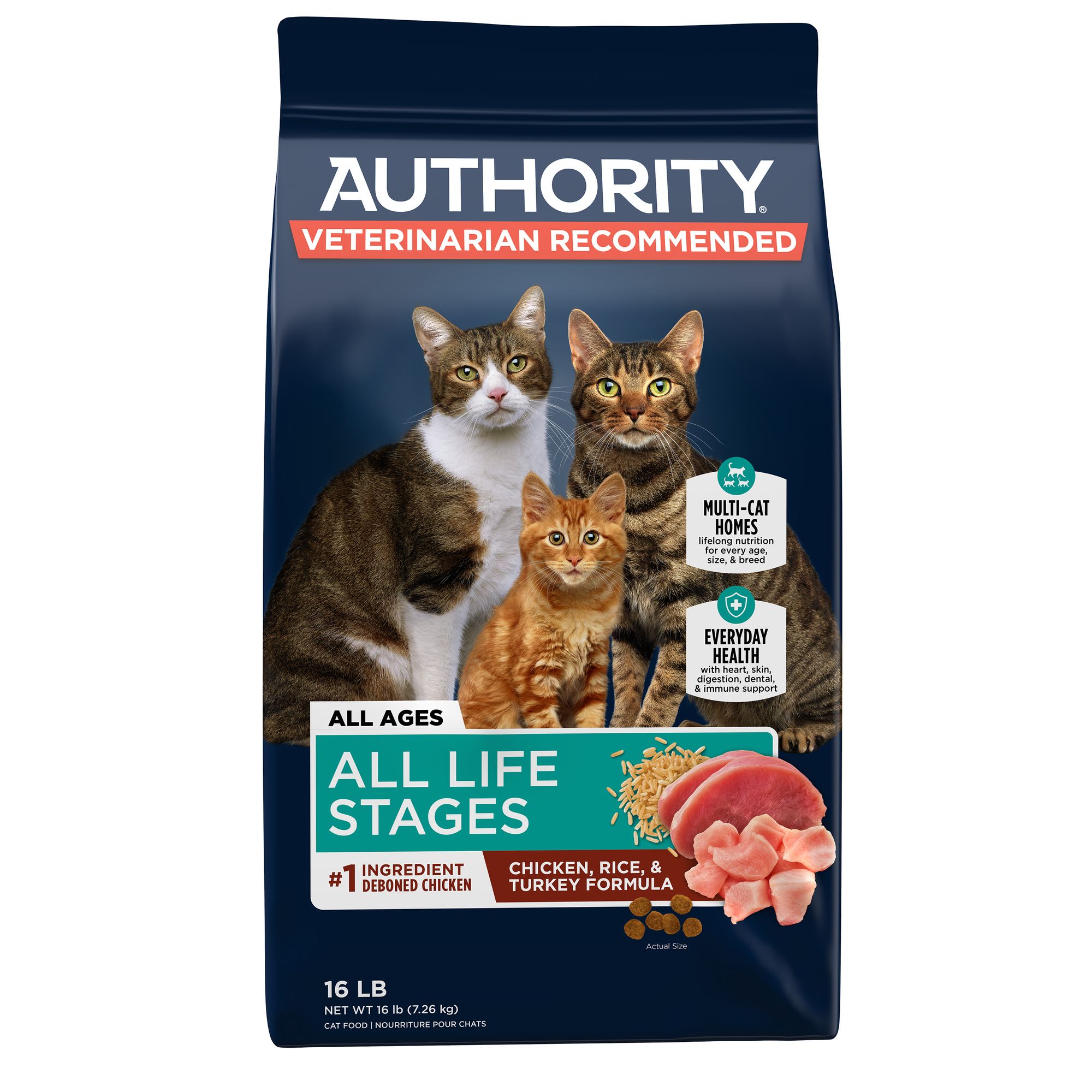 Authority Everyday Health All Life Stages Dry Cat Food Chicken Rice Turkey With Grain PetSmart in Tustin CA