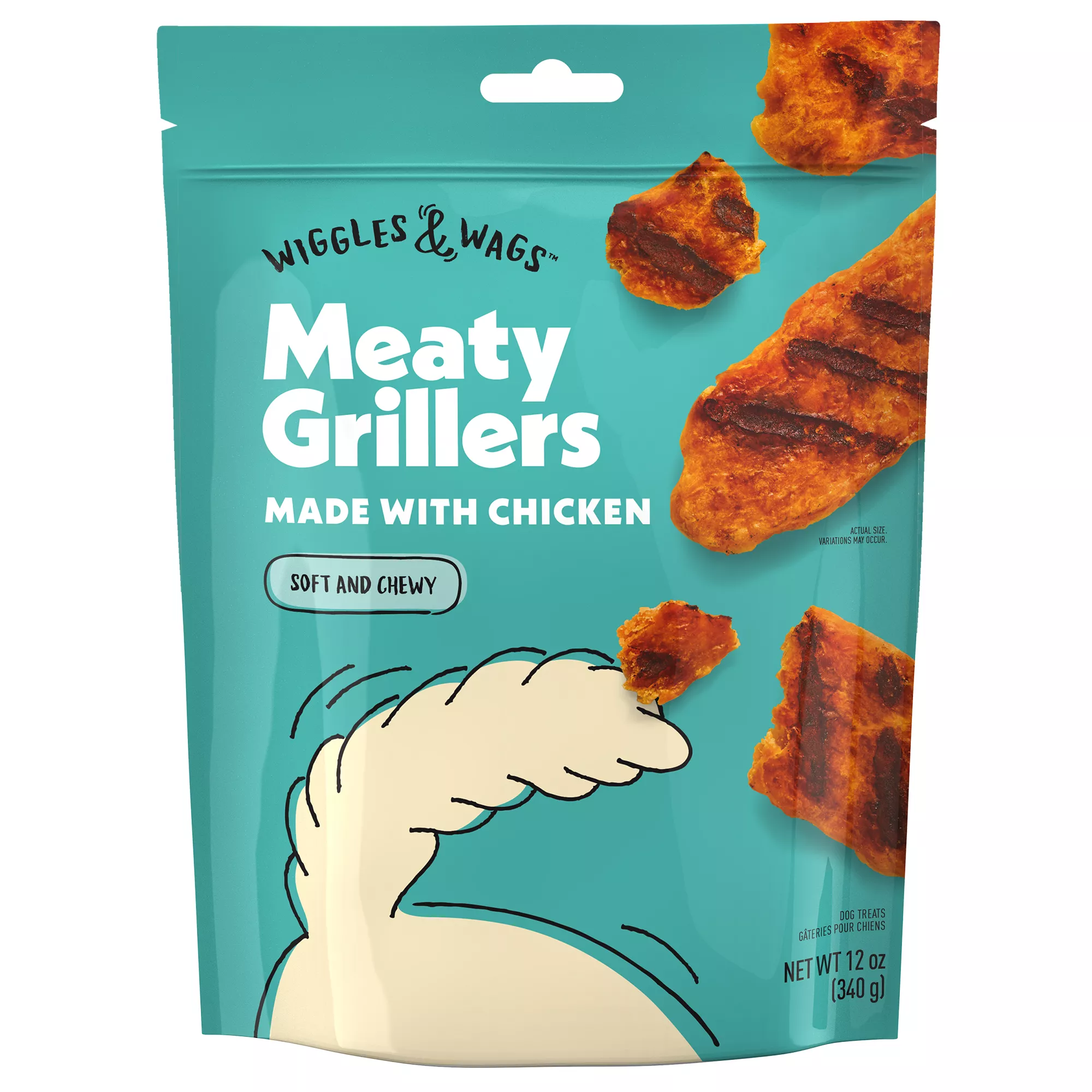 Wiggles & Wags Chicken Meaty Grillers Dog Treats 12 OZ